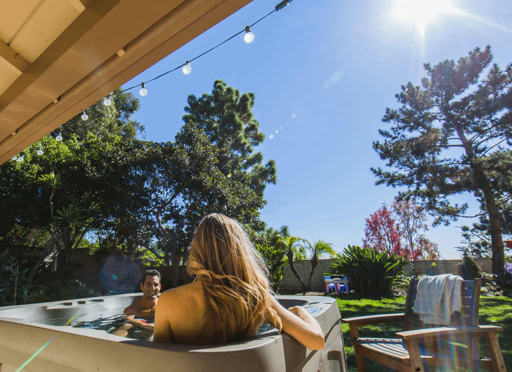 Experience a slice of outdoor affluence with a garden hot tub